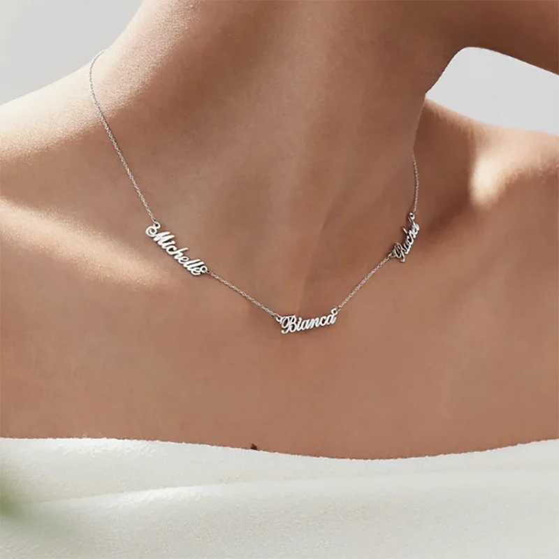 Cazador Personalized Multiple Names Necklace Custom 6 Nameplates Pendant Stainless Steel Family Members Neck Chains Jewelry Gift