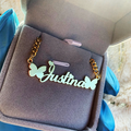 Custom Butterfly Name Necklaces Pendants Jewelry Stainless Steel   Cuban Chain Personalized Nameplate Choker Party Gift