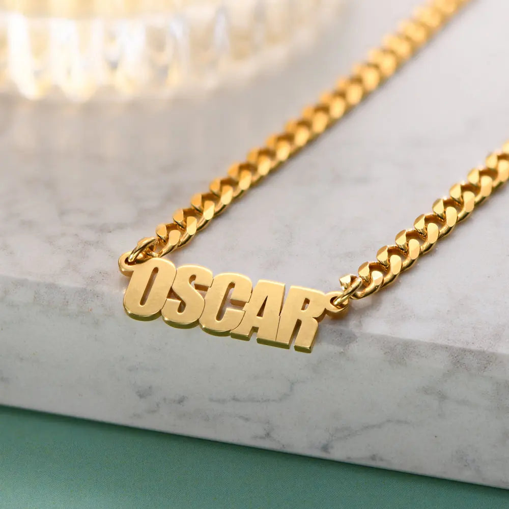 Custom Name Necklaces Pendants Women Men Stainless Steel Jewelry Cuban Chain Personalized Nameplate Choker Handmade Gifts